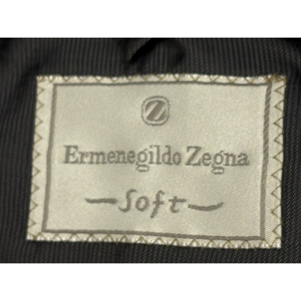 VTG Ermenegildo Zegna "Soft" Textured Boiled Wool Sport Coat 40R Gray Windowpane - Picture 7 of 13